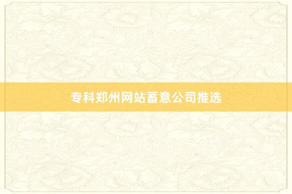 专科郑州网站蓄意公司推选